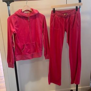 Hot pink velour track suit womens small